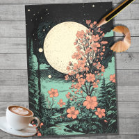 Boho Moon and Flowers 7 Decoupage Paper