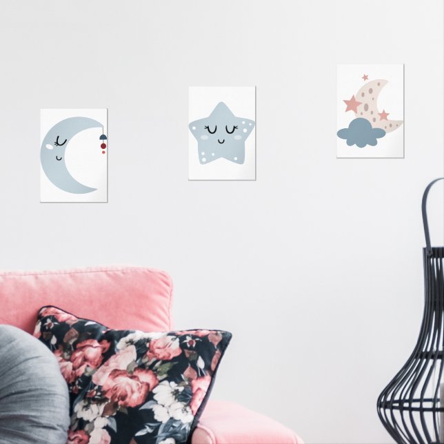  Boho Moon and Star Nursery Wall Art Sets (Livingroom)