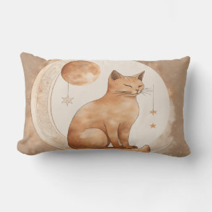 Boho Moon Cat Design Lumbar Pillow