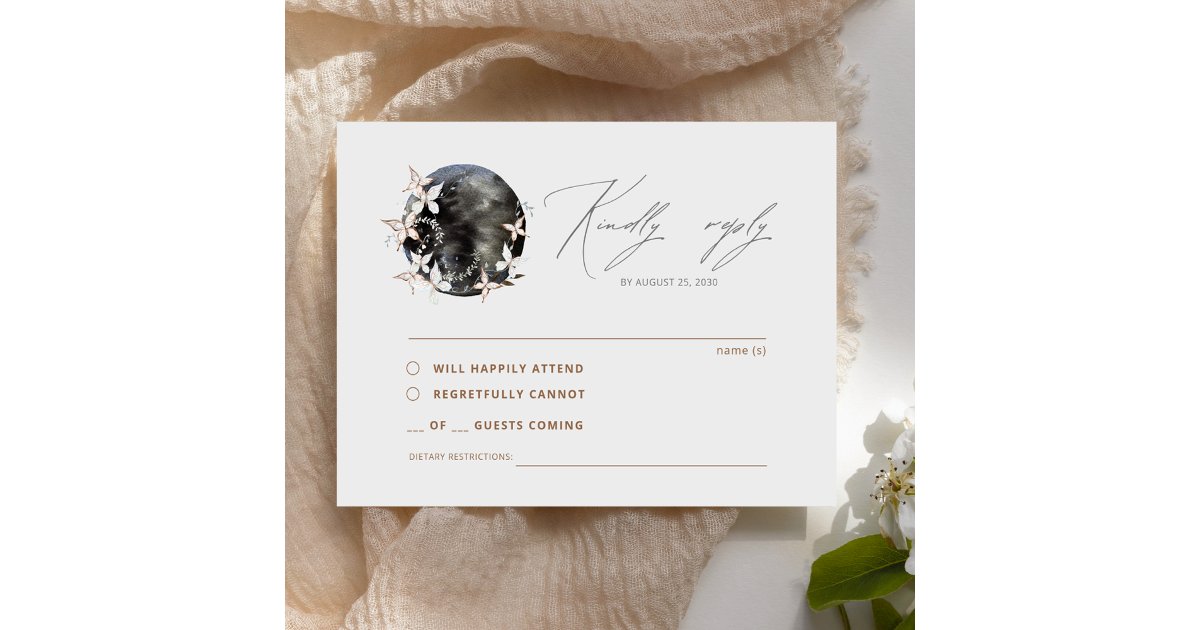 Boho Moon Celestial Botancial Wedding RSVP Enclosure Card | Zazzle