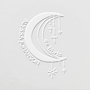 Boho Moon Crest Universe Custom Book Ex Libris Embosser