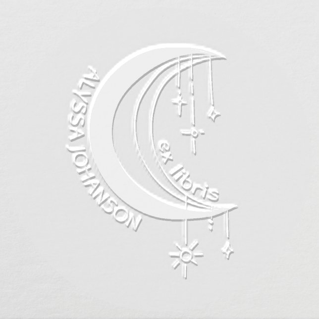 Boho Moon Crest Universe Custom Book Ex Libris Embosser (Design)