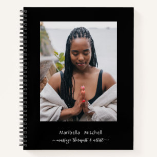 Boho Moon Crystals Feathers Flower Vertical Photo  Notebook