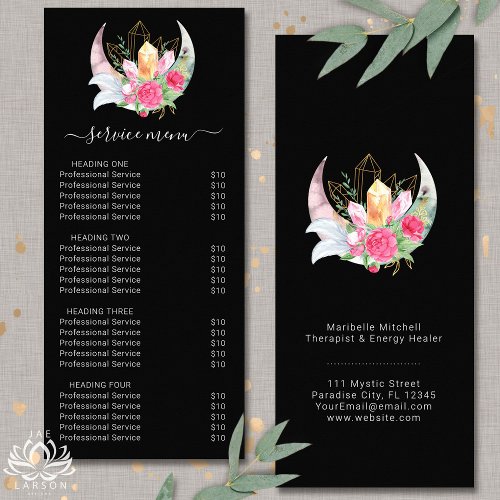  Boho Moon Crystals Feathers Services Price List  Rack Card