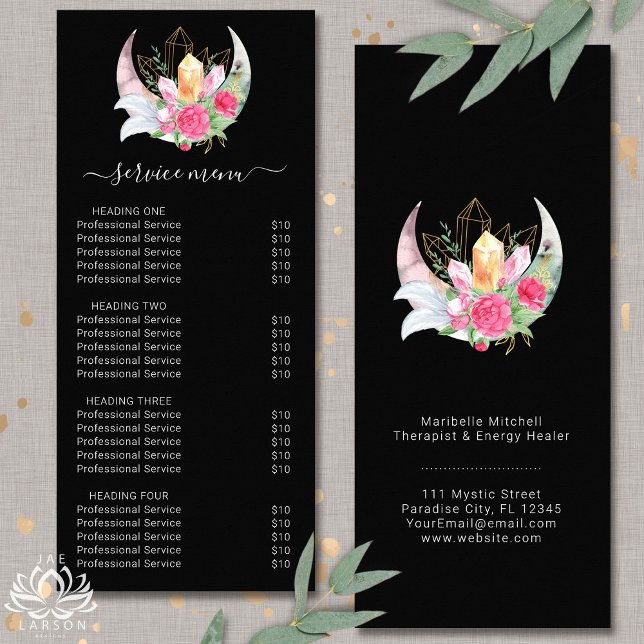  Boho Moon Crystals Feathers Services Price List  Rack Card (Creator Uploaded)