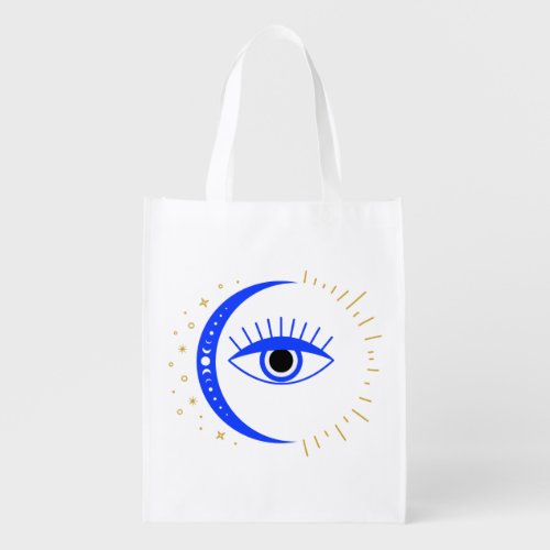 Boho Moon Evil Eye    Grocery Bag