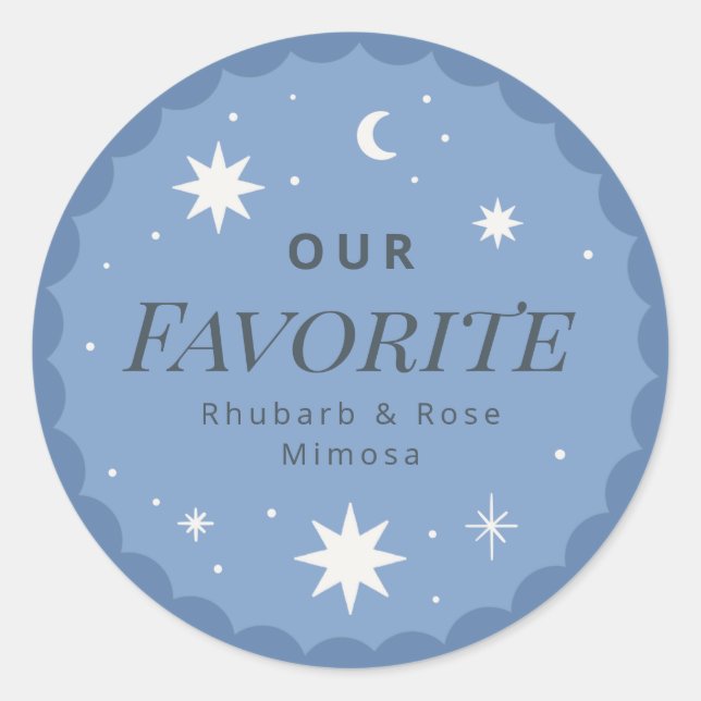 Boho moon favorite drink wedding favor sticker (Front)