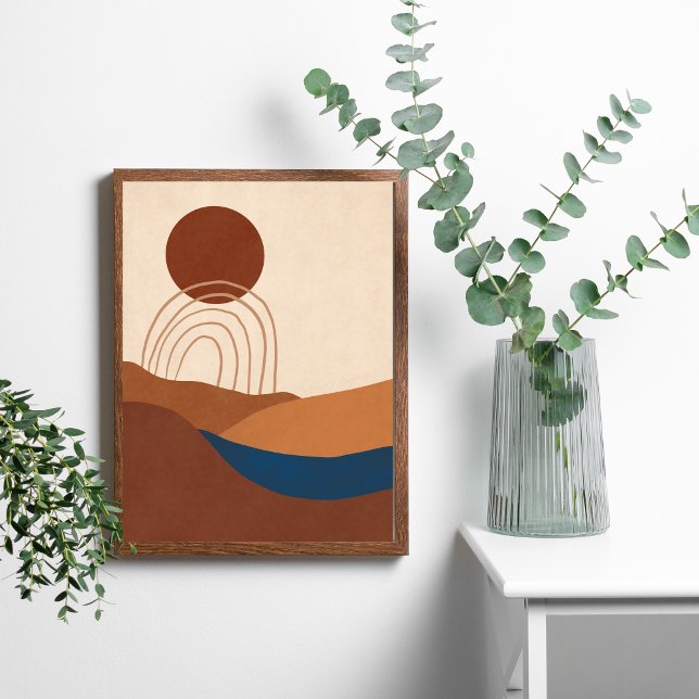 Boho Moon Landscape Abstract Earth Tones Poster (Boho Moon Sun Landscape Abstract Modern Wall Art. Both Digital and Printed versions available.)