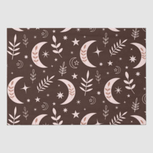 Boho moon pattern with leaves and stars tissue paper