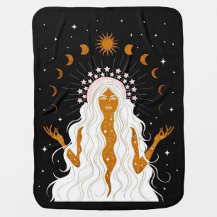 Boho, Moon Phase Astrology Astronomy Baby Blanket