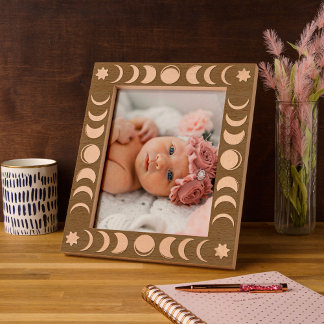 Boho Moon Phase Celestial Engraved Frame