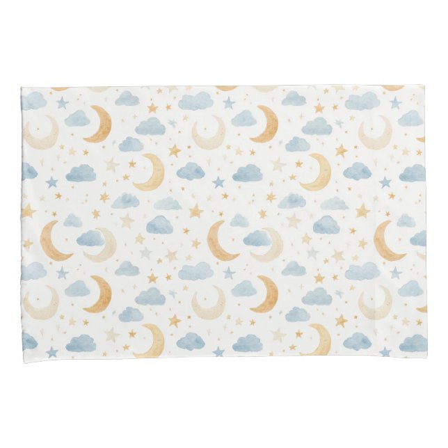 Boho Moon Stars Cloud Kids Pillow Case (Front-Right)
