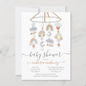 Boho Moon Stars Rainbows Clouds Mobile Baby Shower Invitation (Front)