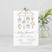 Boho Moon Stars Rainbows Clouds Mobile Baby Shower Invitation (Standing Front)