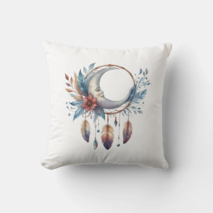 Boho Moon Throw Pillow