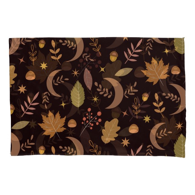Boho Moon with autumn leaves pattern   Pillow Case (Front)