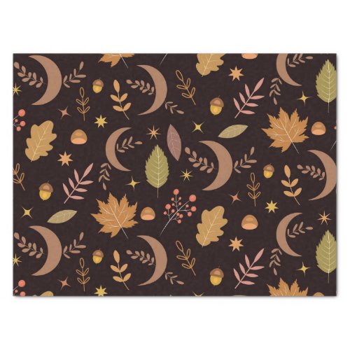 Boho Moon with autumn leaves pattern    Tissue Paper