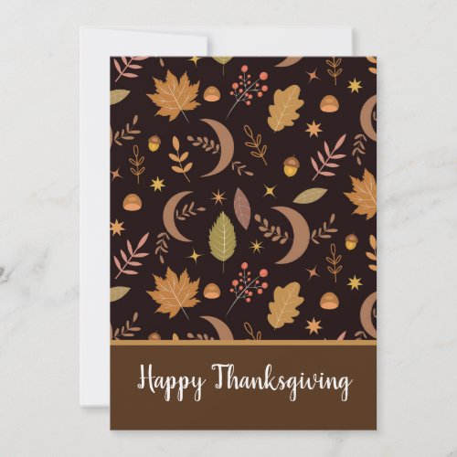 Boho Moon with autumn leaves Thanksgiving  Holiday Card