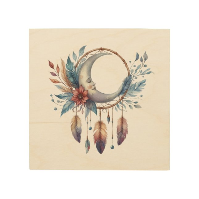 Boho Moon Wooden Wall Art (Front)