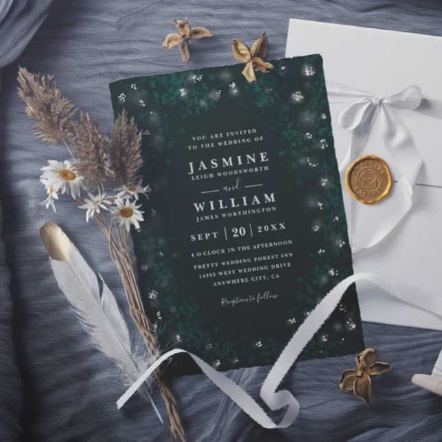 Boho Moonlit Garden Rustic Elegant Modern Wedding Invitation (Creator Uploaded)