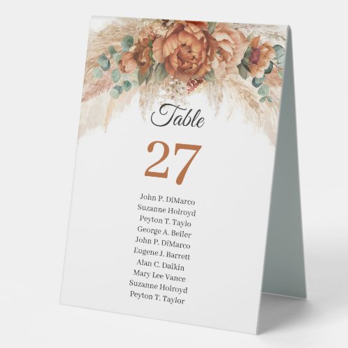 Boho Moroccan Pampas and terracotta floral beach Table Tent Sign