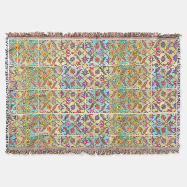 Boho Moroccan Style Throw Blanket (Front)