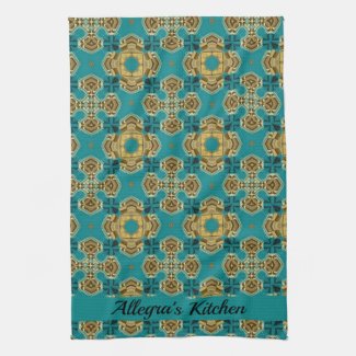 Boho Moroccan Tile Blue and Gold