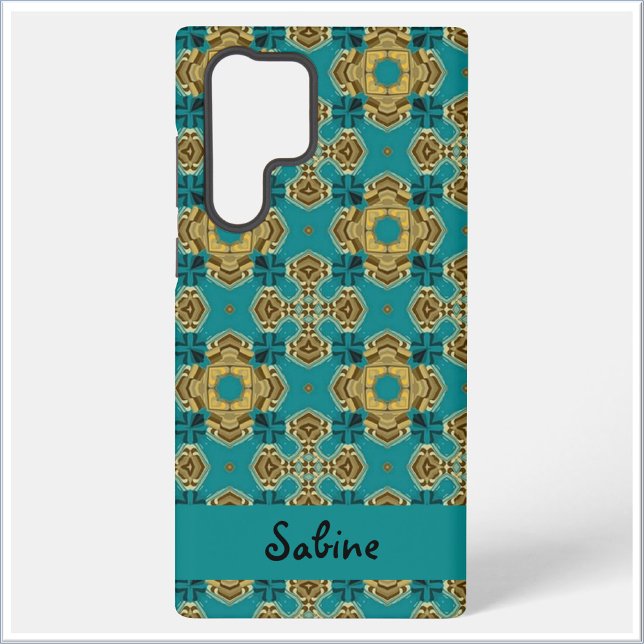 Boho Moroccan Tile Blue and Gold Samsung Galaxy Case (Creator Uploaded)