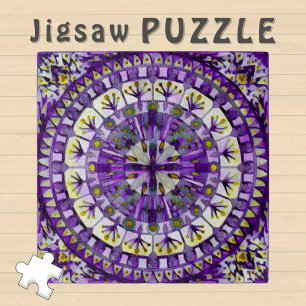 Boho Mosaic Mandala Tile Violet Flame - Jigsaw Puzzle