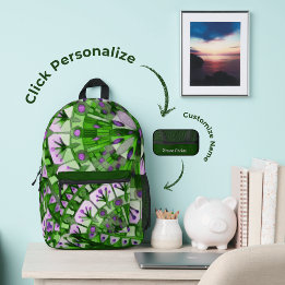 Boho Mosaic Tile Green Grass - Printed Backpack