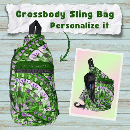 Boho Mosaic Tile Green Grass - Sling Bag