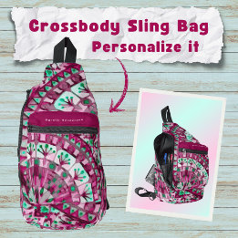 Boho Mosaic Tile Pink Berry - Sling Bag