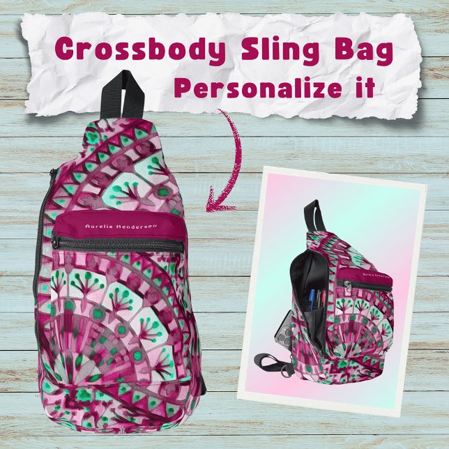 Boho Mosaic Tile Pink Berry -  Sling Bag (Creator Uploaded)