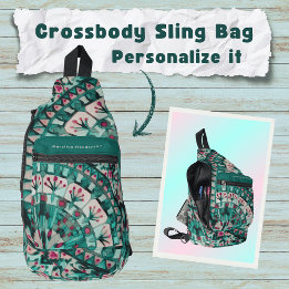 Boho Mosaic Tile Teal Ocean - Sling Bag