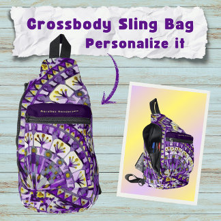 Boho Mosaic Tile Violet Flame -  Sling Bag