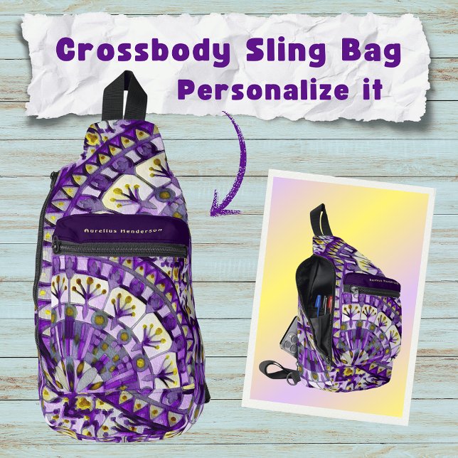 Boho Mosaic Tile Violet Flame -  Sling Bag (Creator Uploaded)