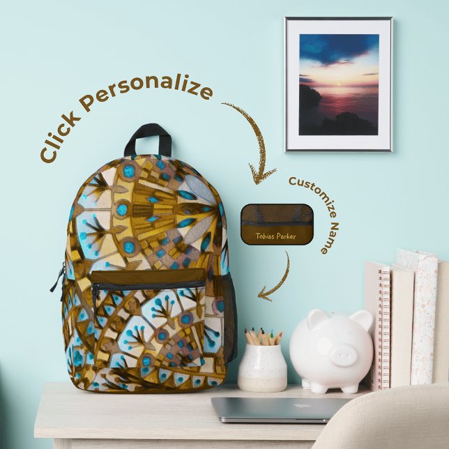 Boho Mosaic Tile yellow Honey - Printed Backpack (Creator Uploaded)