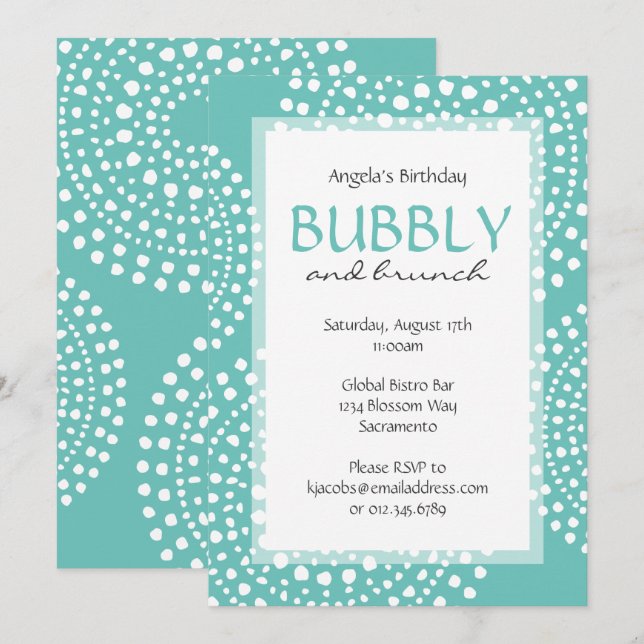 Boho Mosaic Tribal Birthday Aqua Invitation (Front/Back)