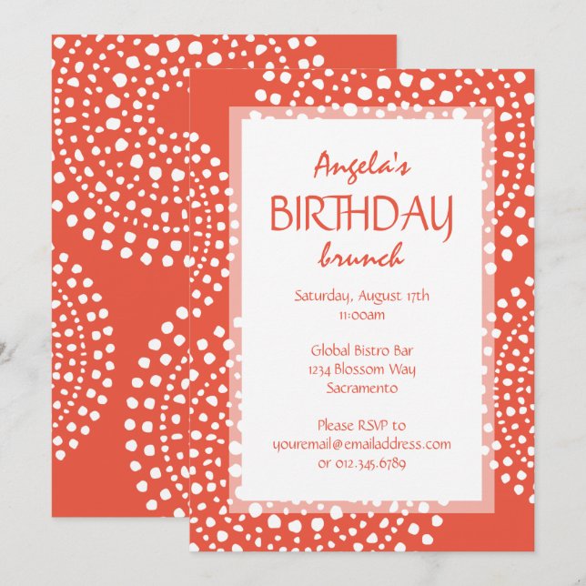 Boho Mosaic Tribal Birthday Orange Invitation (Front/Back)