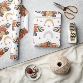 Boho Moth Wrapping Paper