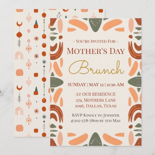 Boho Mother's Day Brunch Invitation Card
