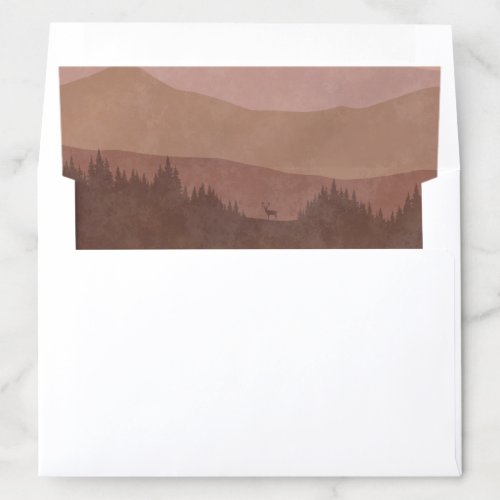 Boho Mountain and Forest Pink Brown Ombre Wedding Envelope Liner