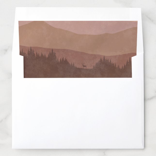 Boho Mountain and Forest Pink Brown Ombre Wedding Envelope Liner (In Envelope)