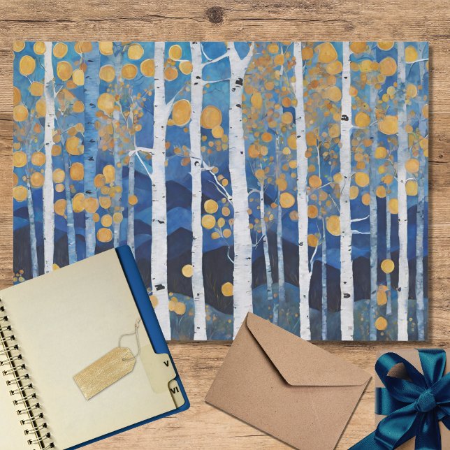 Boho Mountain Aspen Tree Scene Tissue Paper (Creator Uploaded)