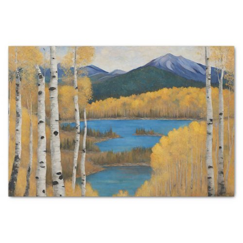 Boho Mountain Aspen Tree Scene Tissue Paper