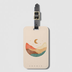 Boho mountain design with monogram Luggage tag