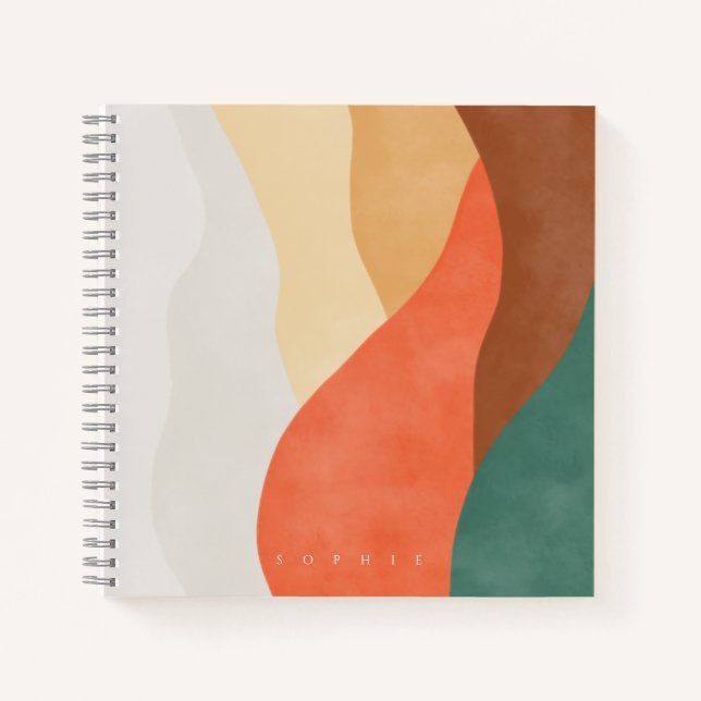 Boho mountain design with monogram notebook (Front)
