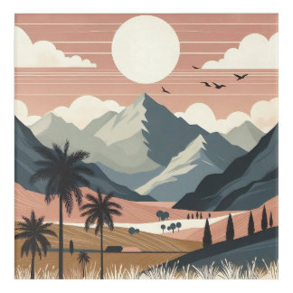 Boho Mountain Landscape Wall Art