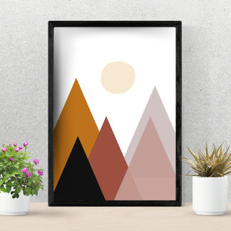 Boho Mountain style Modern Minimalist Poster