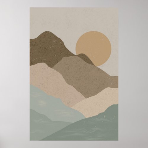Boho Mountain Sun Poster